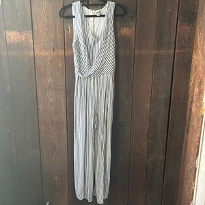 Striped jump suit with zipper